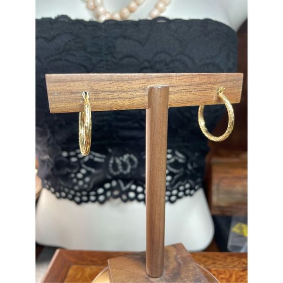 14k yellow gold hammered hoop earrings
